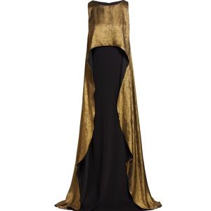 Beautiful Badgley Mischka Odessa Foiled Crepe Gown